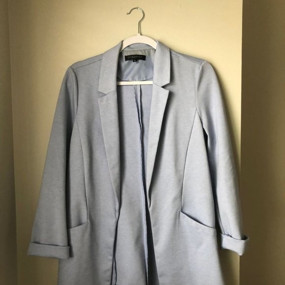 Dynamite Pale Blue Collared 3/4 Sleeve Blazer, Medium - Picture 1 of 3